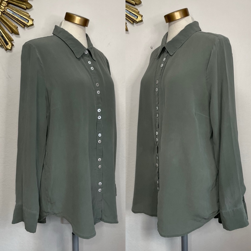 Soft Surroundings Silk Button Down Long Sleeve Top - image 2